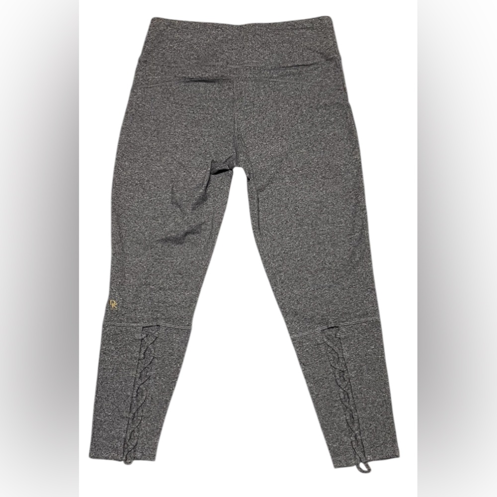 DONNA KARAN ACTIVE LEGGINGS PANTS ANKLE WOMEN CUT OUT BACK COLOR GREY SIZE LARGE - Picture 2 of 14